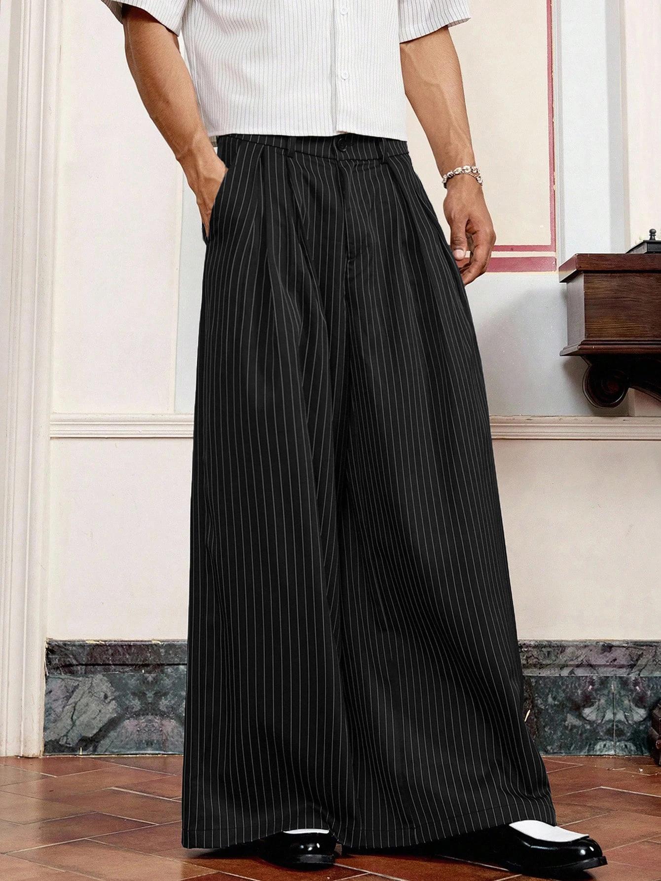 Pantalon de costume rayé décontracté pour hommes