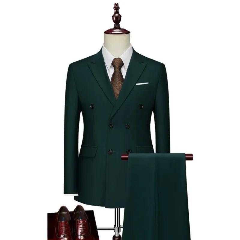 Costume Homme Croisé Quatre Saisons Mariage Affaires Formel Coupe Slim Veste et Pantalon de Smoking
