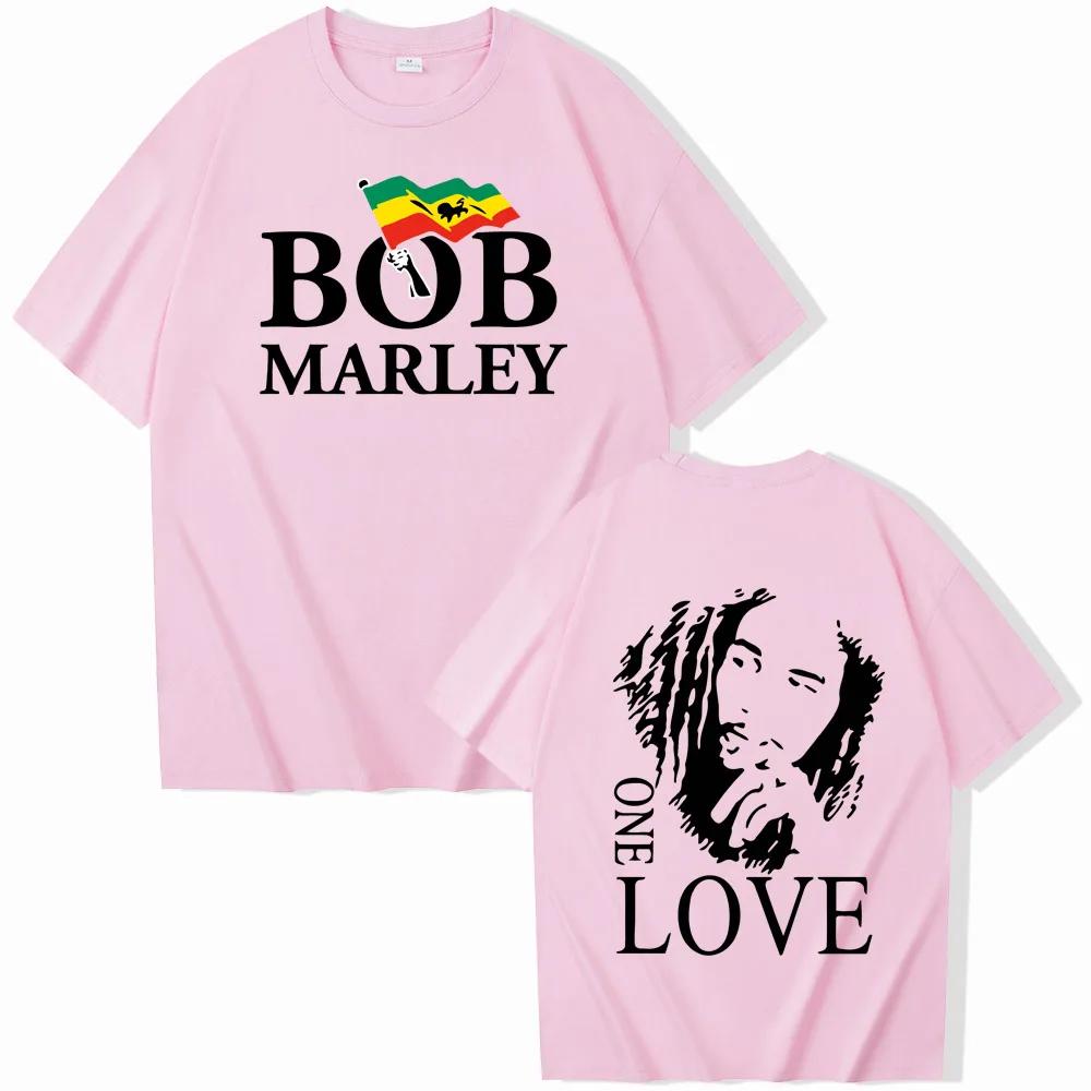 T-shirt unisexe à manches courtes et col rond Bob Marley