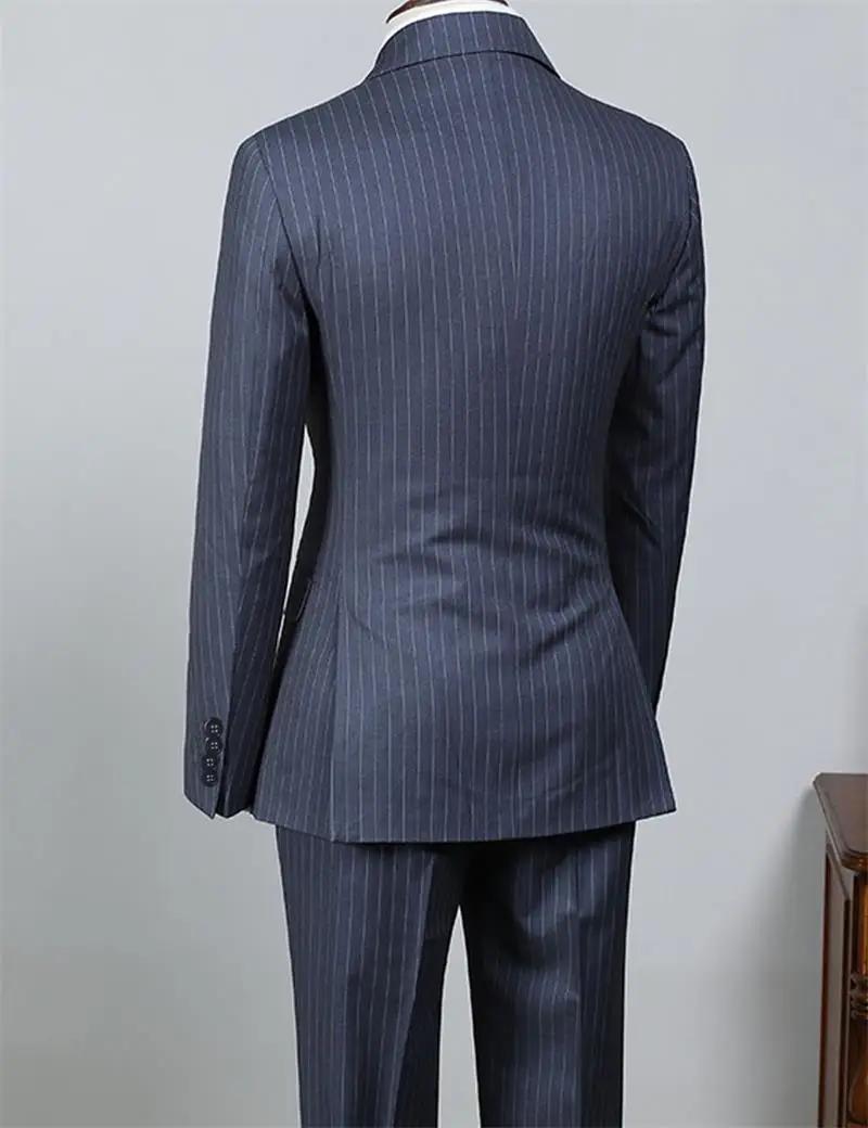 Costume d'affaires rayé bleu marine pour homme