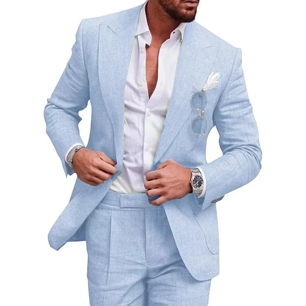 Costume en lin pour hommes pour mariage sur la plage