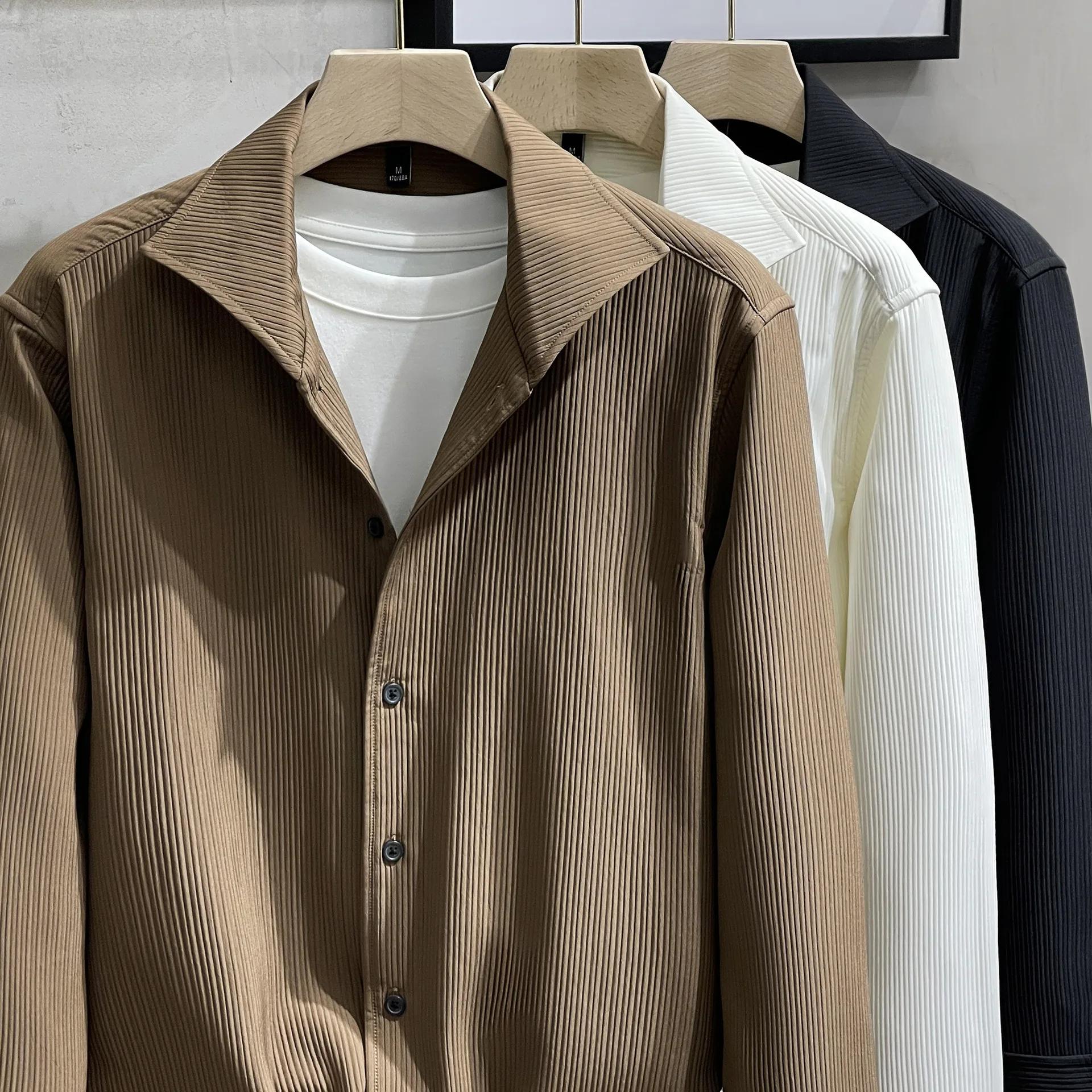 Chemise Homme Col Windsor Blanc Manches Longues Texture Haut de Gamme Soie Glacée Printemps-Automne Style Mature Léger