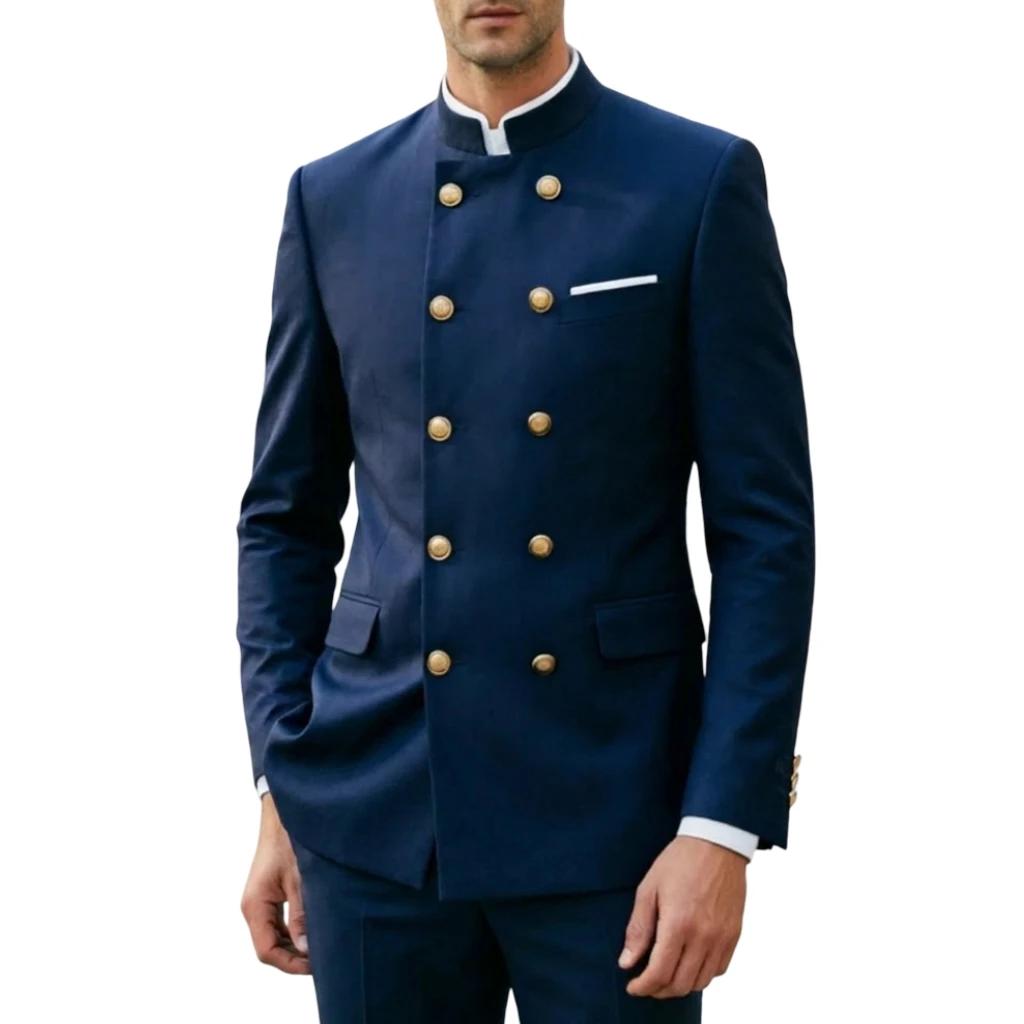 Costumes à double boutonnage pour hommes avec col montant