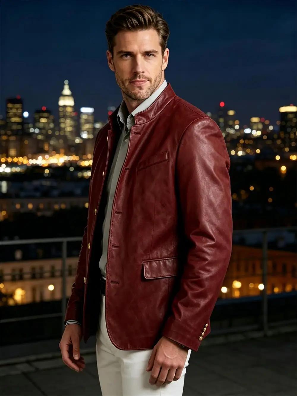 Veste en cuir pour homme