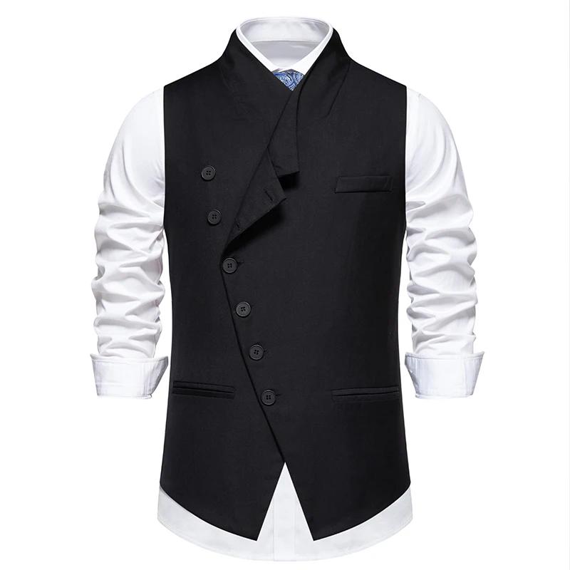 Gilet de mariage et de fête pour hommes avec patte avant diagonale et fermeture à bouton unique
