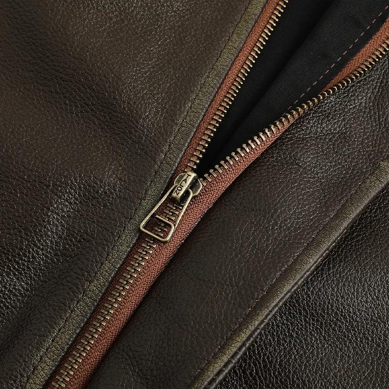 Veste en cuir Olive Vintage pour hommes