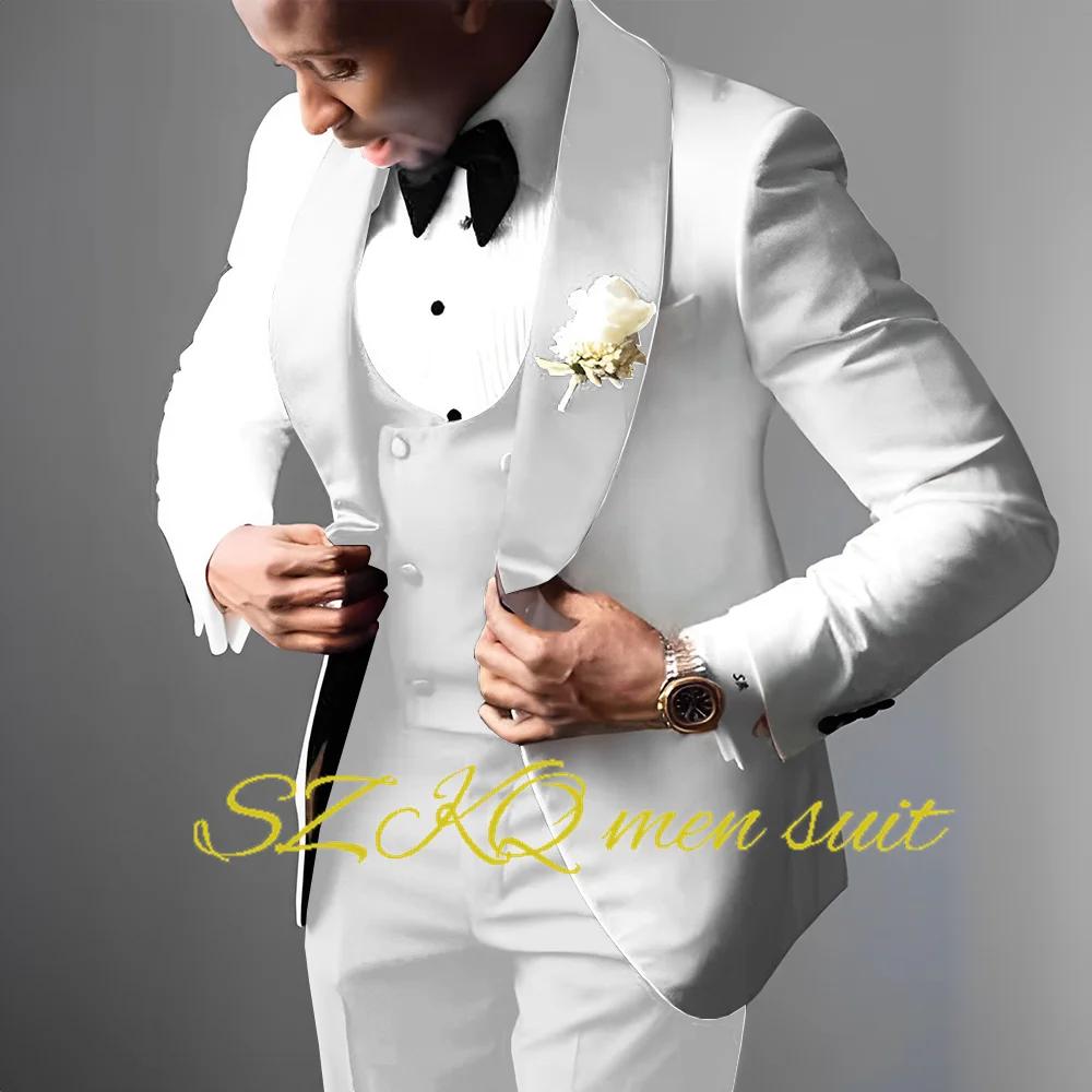 Costume de smoking de mariage blanc pour hommes