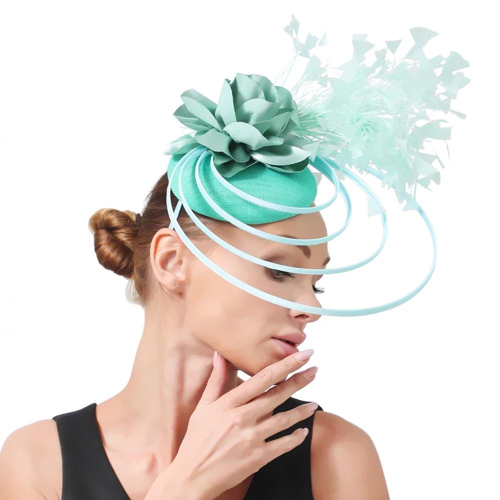 Nouveau Beige course Occasion Fascinator chapeaux nœud papillon mariée mariage église