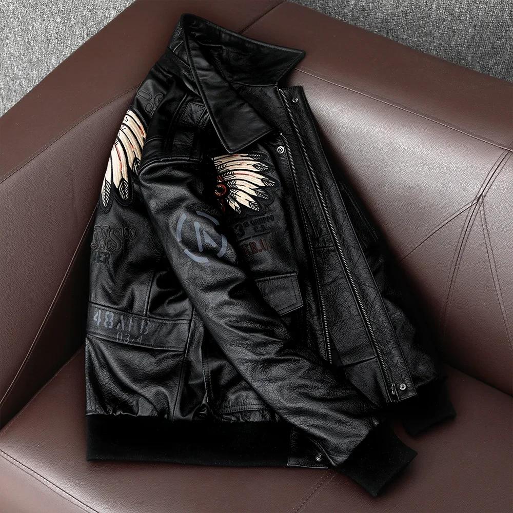 Blouson aviateur en cuir véritable pour homme