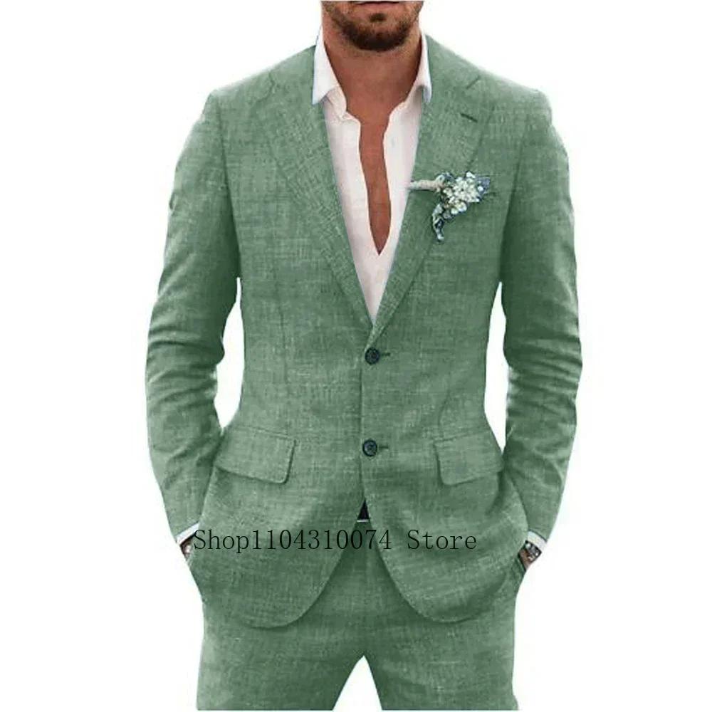 Ensemble Blazer et Pantalon en Lin Trempé pour Homme