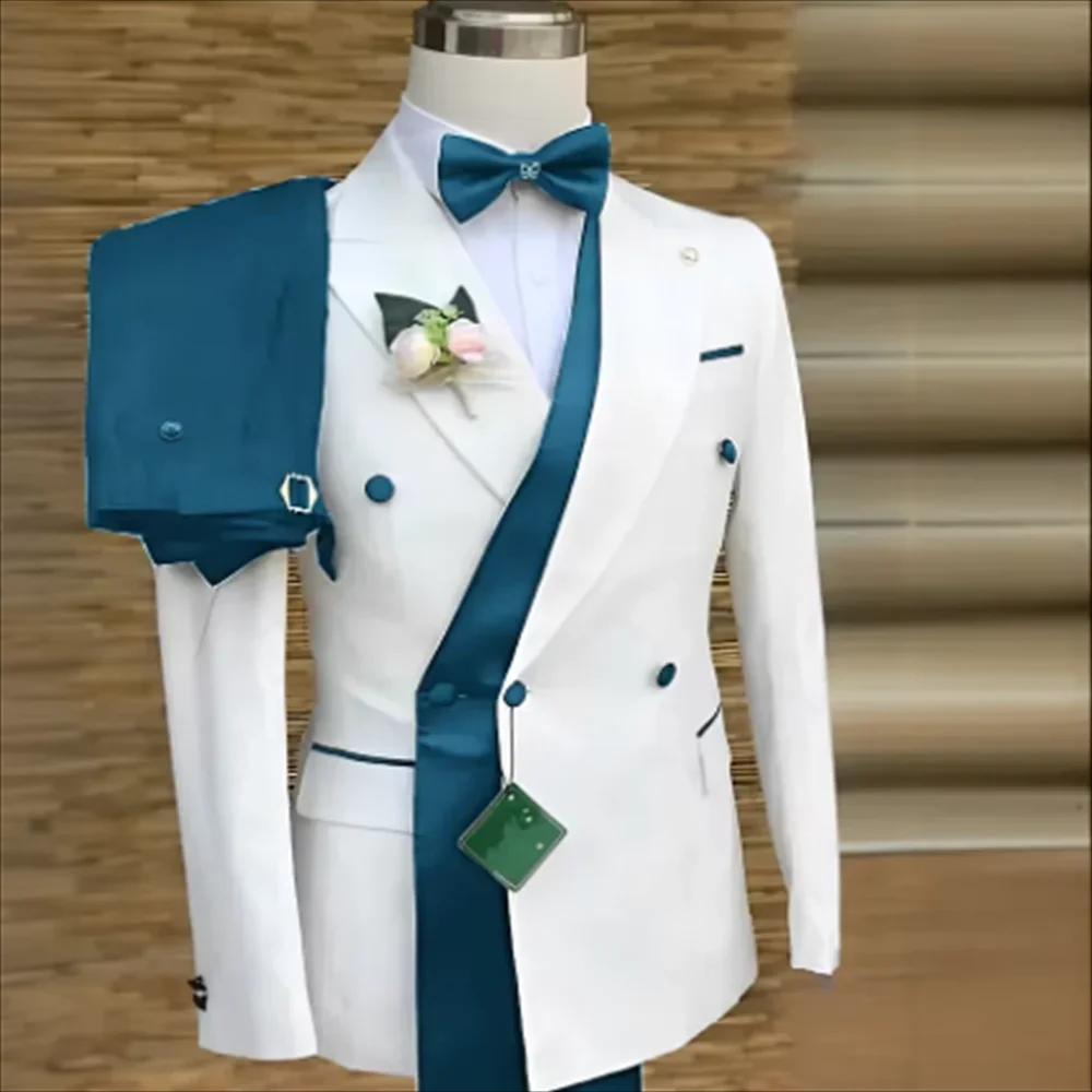 Costumes pour hommes Double boutonnage mariage marié formel affaires Blazer avec pantalon