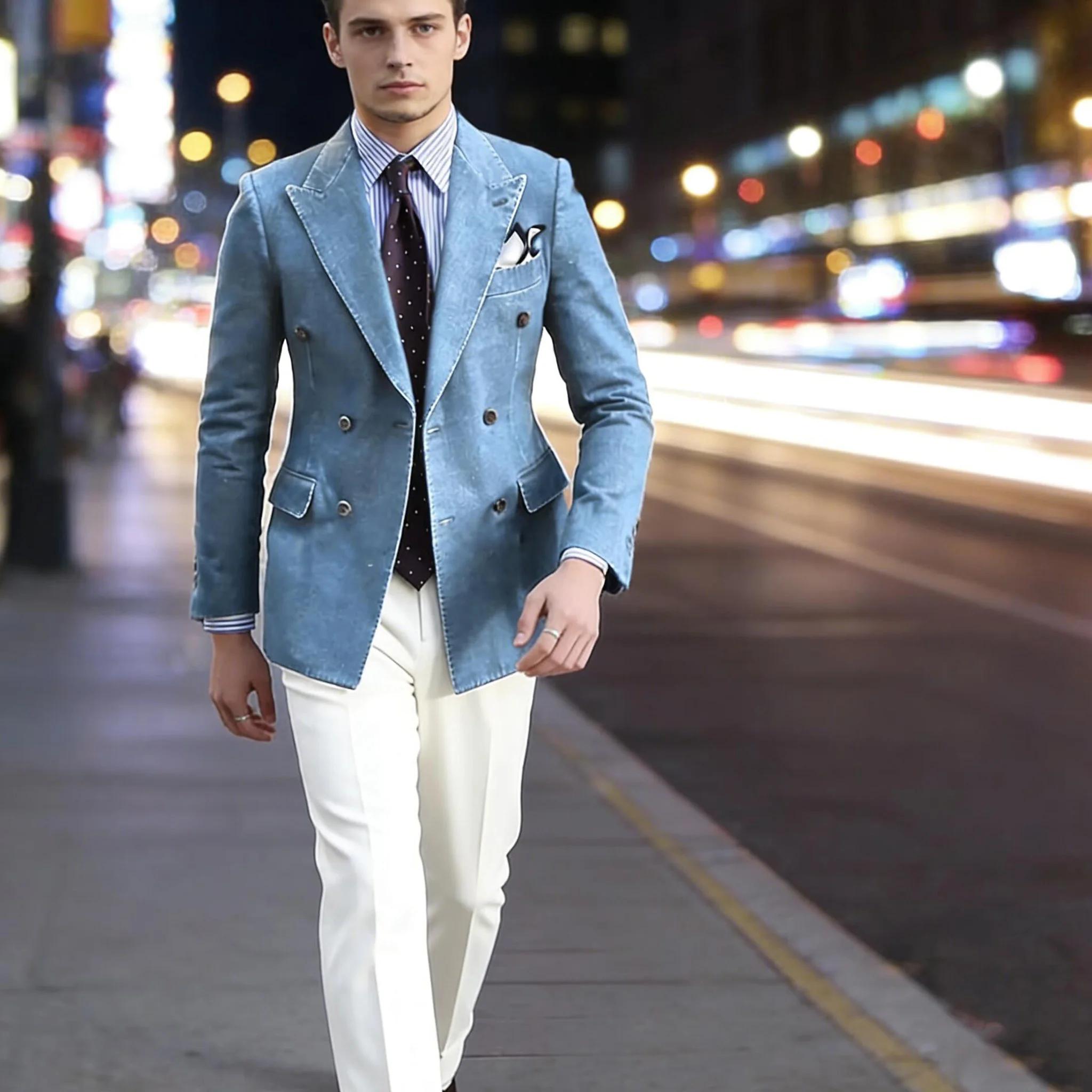 Blazer en jean rétro pour homme