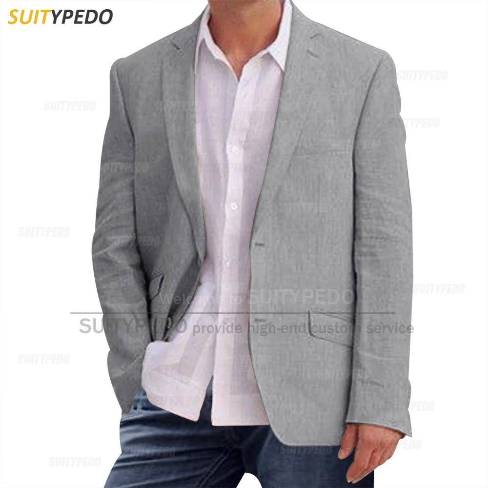 Blazers en lin bleu pour hommes