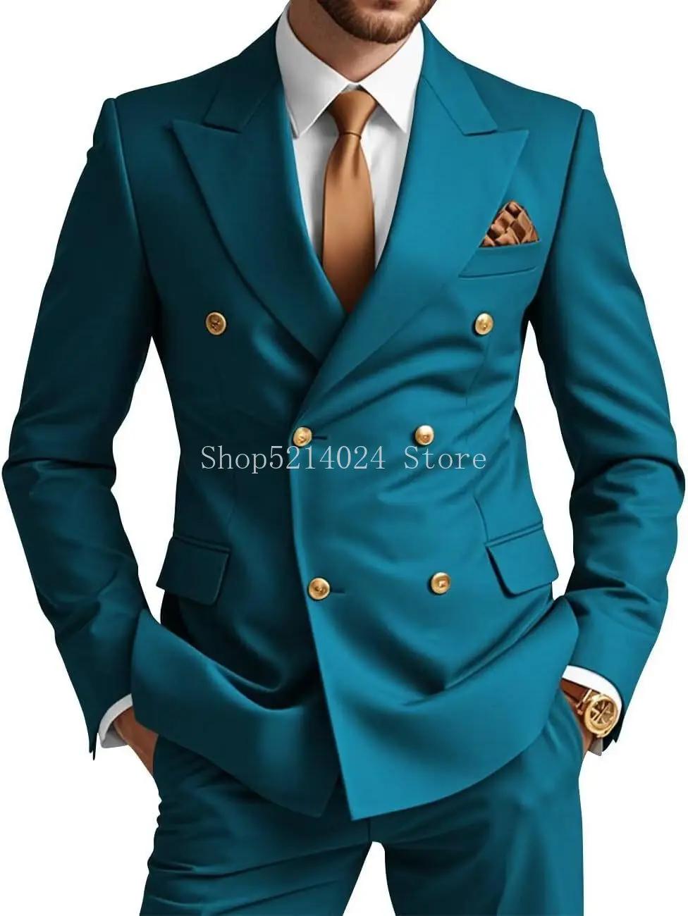 Costume double boutonnage pour hommes, 2 pièces, coupe cintrée, élégant et décontracté, idéal pour les mariages et autres événements formels