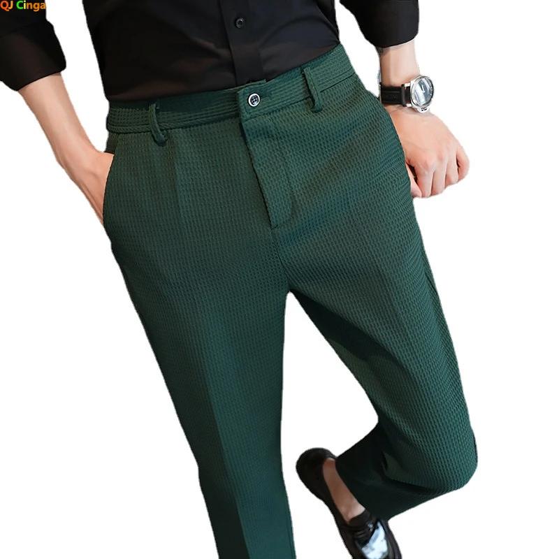 Pantalon de costume vert foncé pour homme 2026