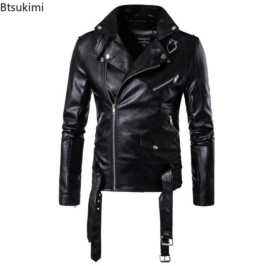Beaux vestes de moto en cuir pour hommes Style britannique mode Faux