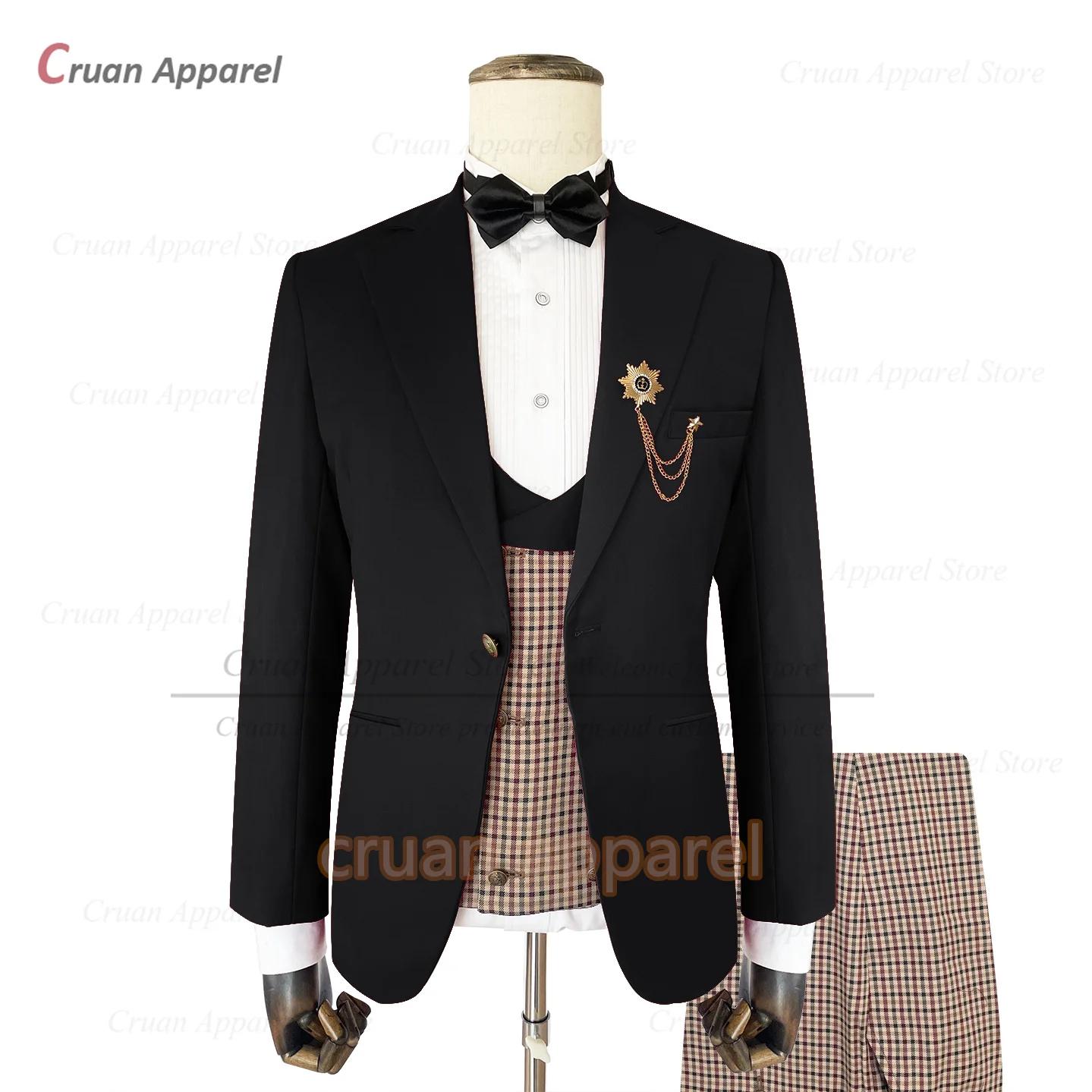 Ensemble blazer à carreaux pour hommes