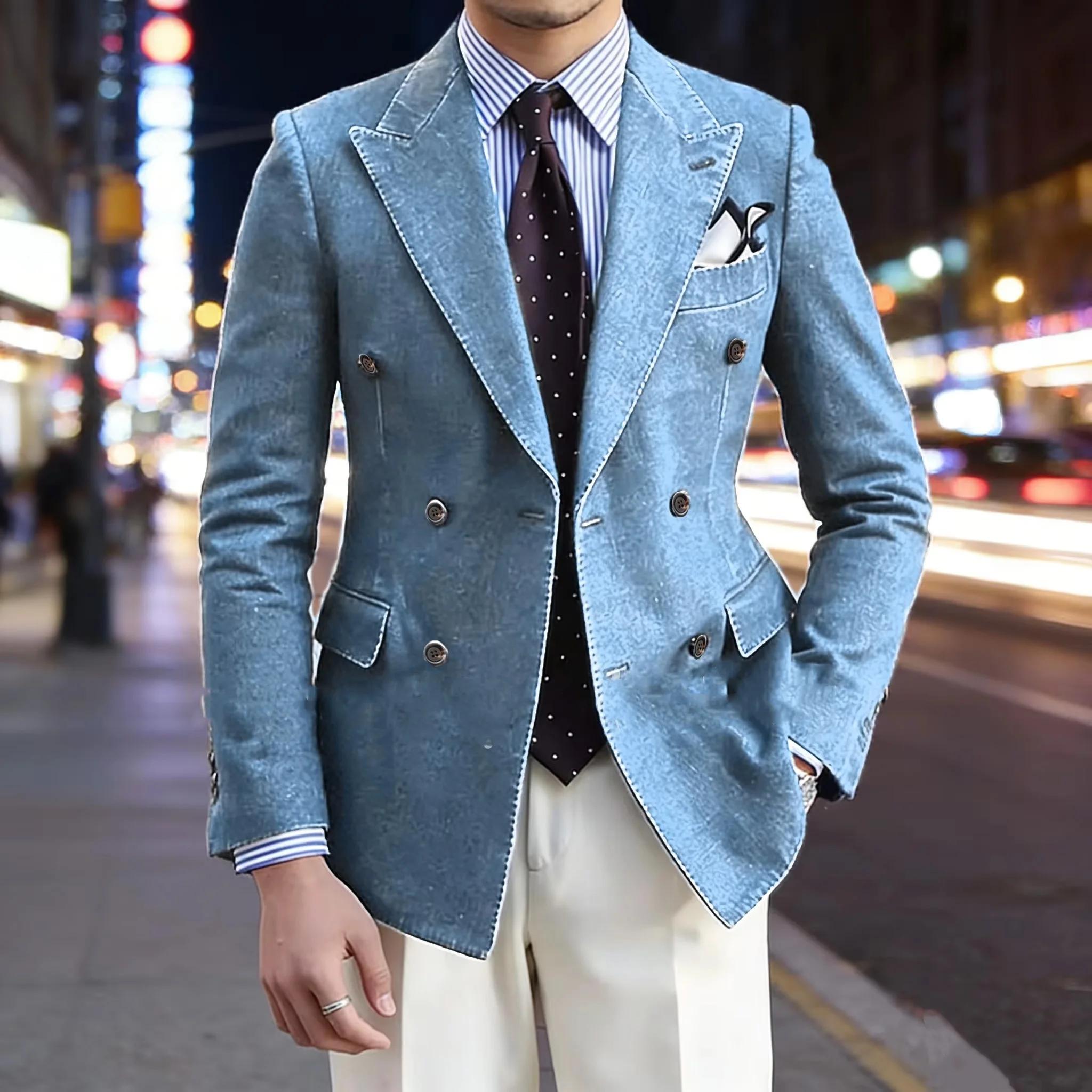 Blazer en jean rétro pour homme
