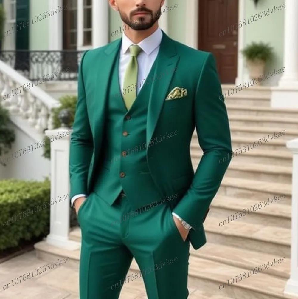 Nouveau bleu marine hommes d'affaires costume marié Groomsman fête de mariage bal mâle Occasion formelle Tuxedos 3 pièces ensemble Blazer gilet pantalon