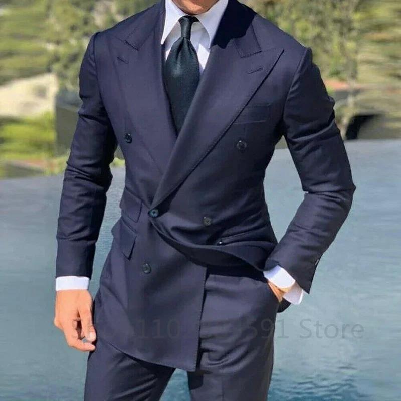 Veste noire croisée 1 pièce pour homme – Costume de marié