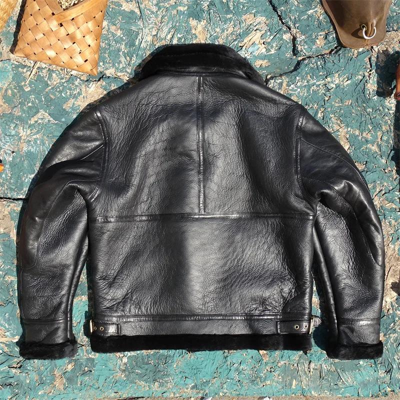 Veste en peau de mouton noire pour homme