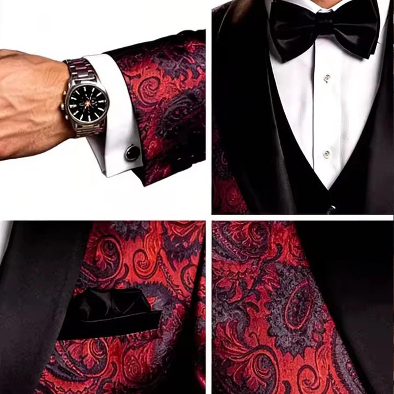 Blazer de smoking pour homme en jacquard Paisley brillant