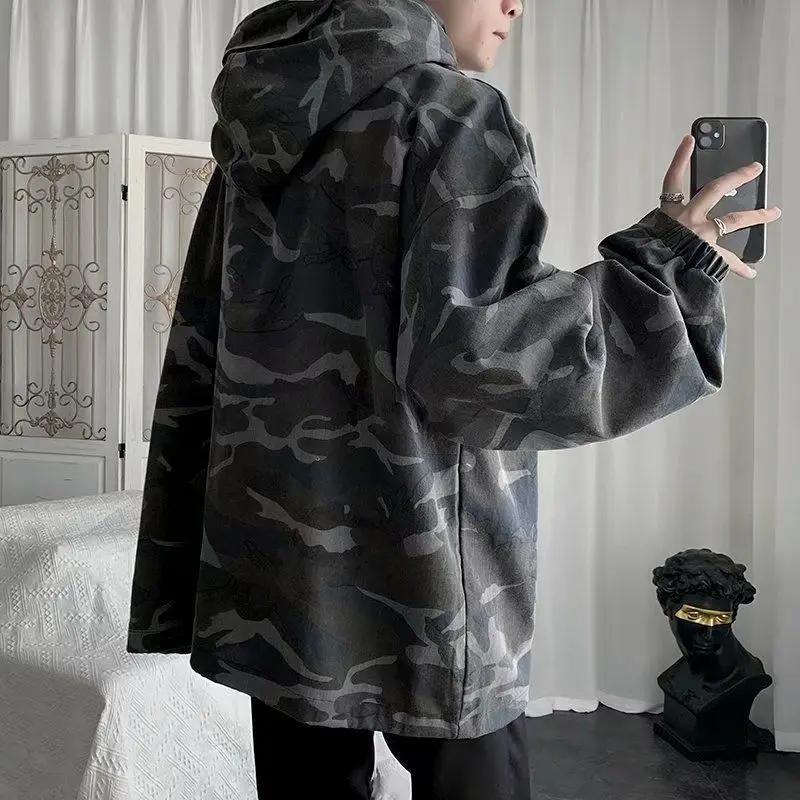 Veste Camouflage Homme Printemps Automne Tendance Marque Coréenne Ample Style Décontracté et Original