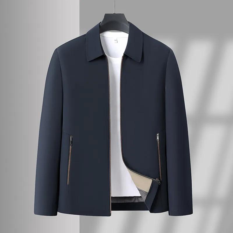 Veste noire à manches longues pour homme 2026 avec col rabattable