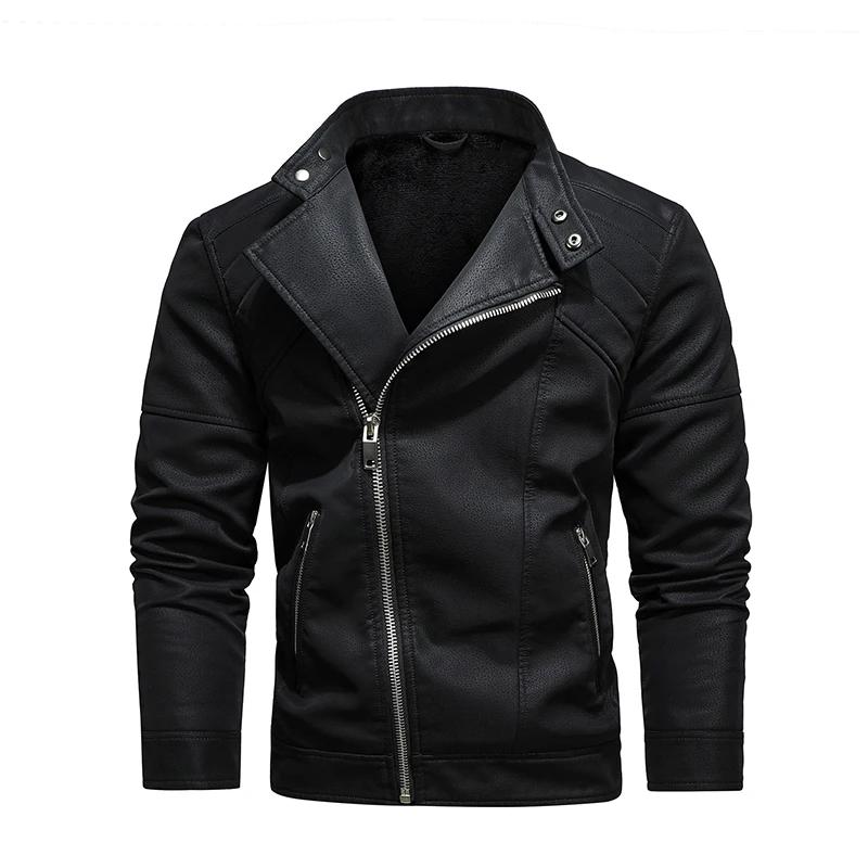 2025 mode veste en cuir hommes hiver polaire chaud fermeture éclair moto manteaux