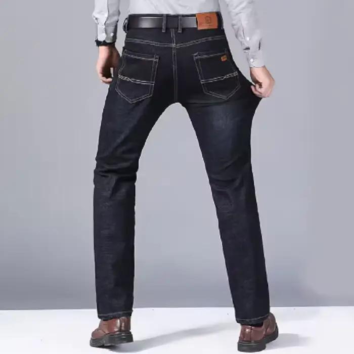 Wthinlee Nouveau Jean Homme Business Décontracté Coupe Droite Extensible Tendance Classique Bleu Noi