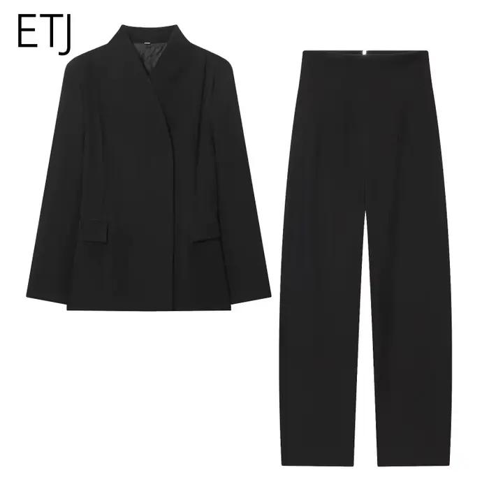 ETJ 2025 – veste de costume slim à col haut et pantalon décontracté assorti pour femmes, nouveau des