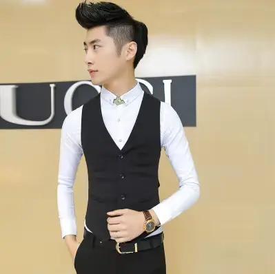 Gilet de costume noir décontracté pour hommes