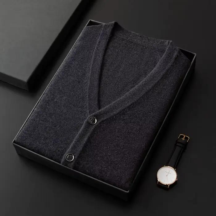 2025 hommes 100% laine mérinos super fine gilets sans manches Cardigans homme Pure