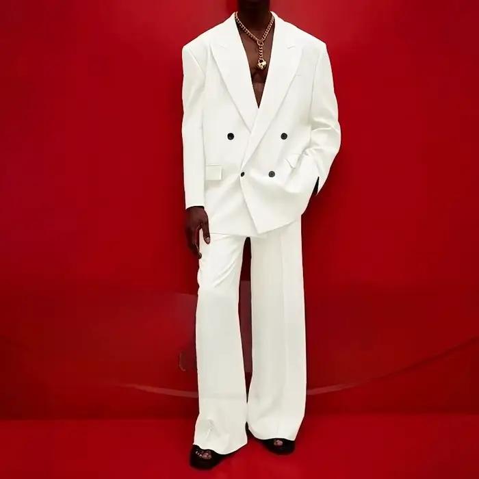 Ensemble de costume croisé homme blazer oversize et pantalon large pour streetwear et soirées quatre saisons polyvalent