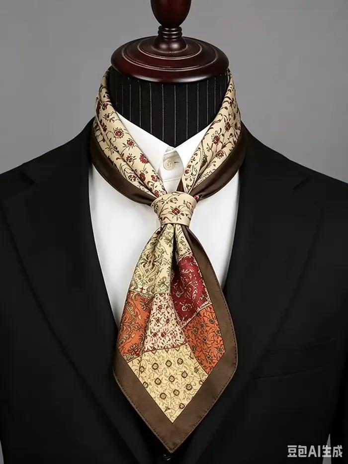 Écharpe de luxe homme soie de mûrier vintage imprimée pour hommes quatre saisons décontracté