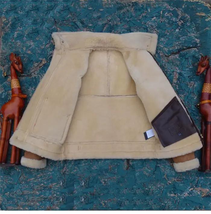 Veste en peau de mouton véritable marron clair pour homme
