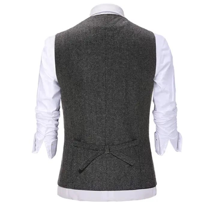 Gilet de costume homme col en V élégant à col en V chevrons pour smoking et mariages