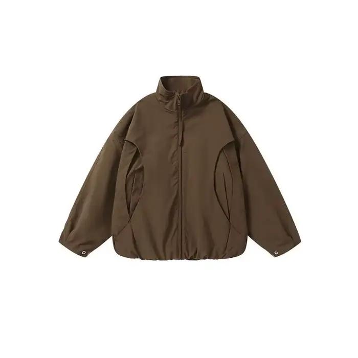 Blouson aviateur rétro déstructuré à manches chauve-souris et col montant pour homme