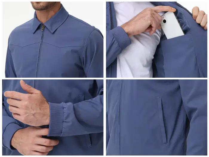 Veste décontractée et élégante pour hommes en polyester pour automne et hiver avec poche intérieure et fermeture éclair pour usage quotidien