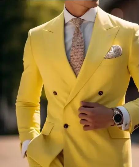 Costumes pour hommes marron de haute qualité Double boutonnage sur mesure