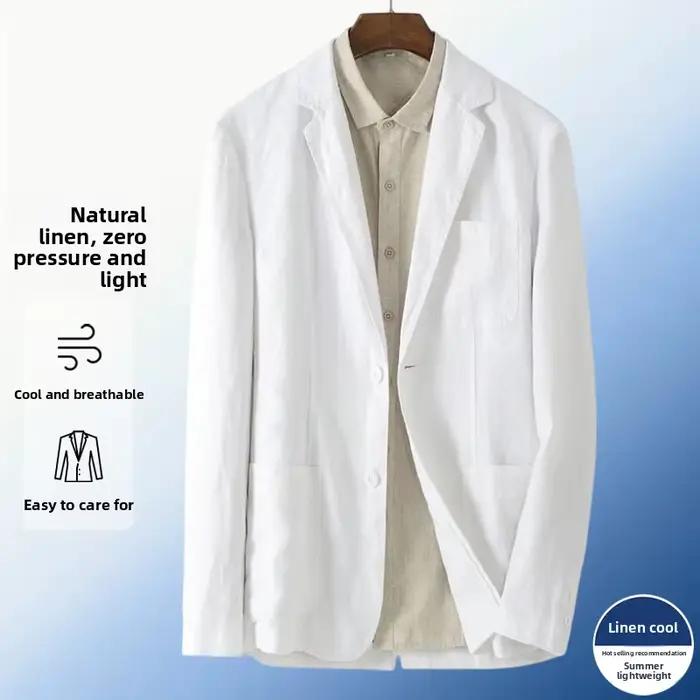 Blazer en lin anti-UV confortable pour homme style business décontracté sensation de fraîcheur glacée toutes saisons voyage occasions spéciales