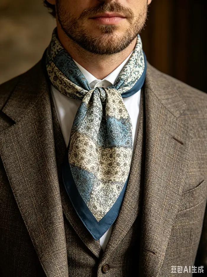 Écharpe de luxe homme soie de mûrier vintage imprimée pour hommes quatre saisons décontracté