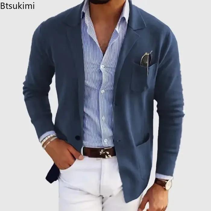 Nouveauté 2026 : Vestes Blazer Homme Tendance Coupe Slim Unie Simple Boutonnage – Manteaux de Costume Décontractés pour Affaires et Mariages