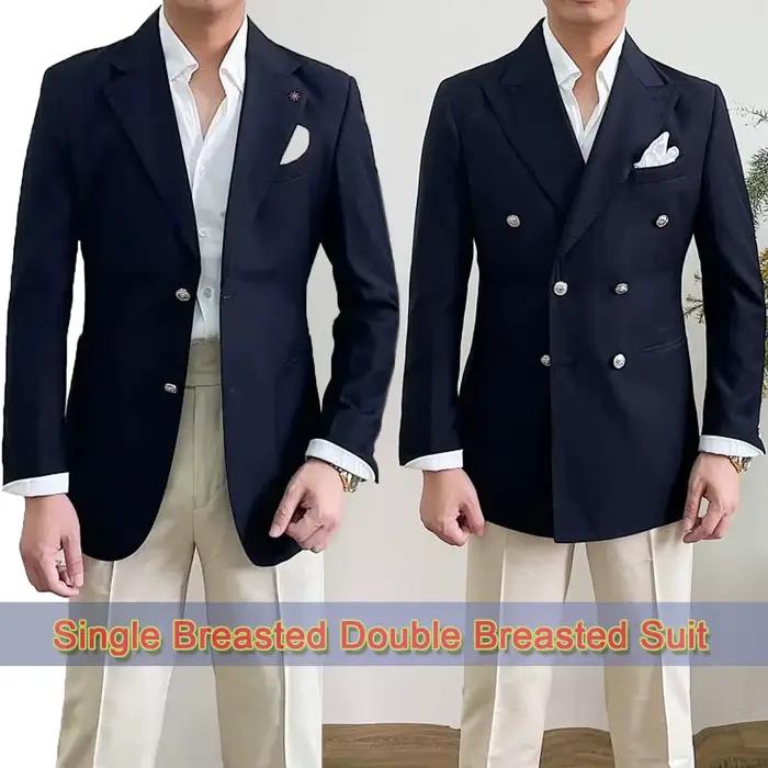 Blazer croisé pour homme à revers pointus et boutons dorés
