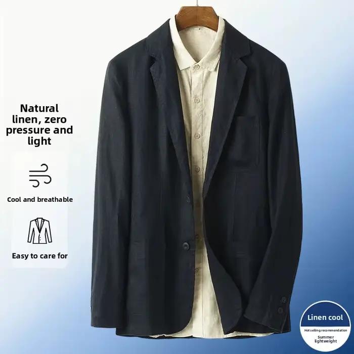 Blazer en lin anti-UV confortable pour homme style business décontracté sensation de fraîcheur glacée toutes saisons voyage occasions spéciales