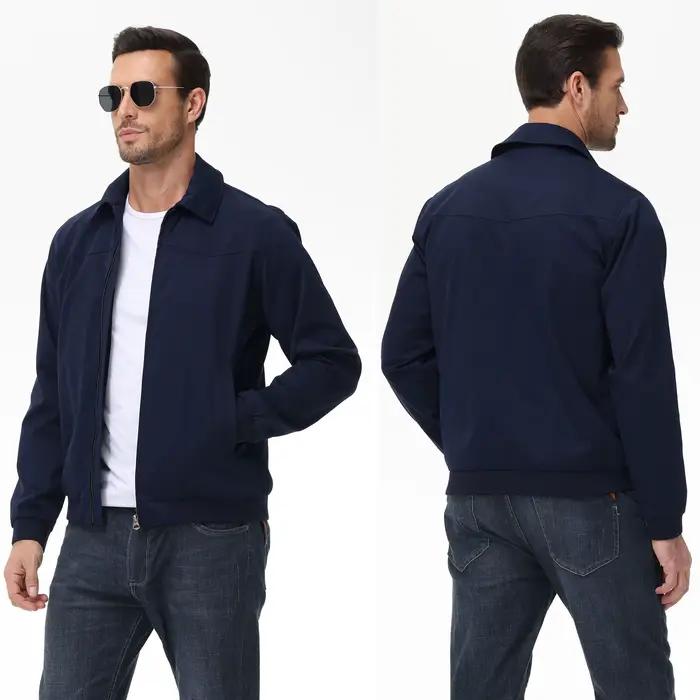 Veste décontractée et élégante pour hommes en polyester pour automne et hiver avec poche intérieure et fermeture éclair pour usage quotidien
