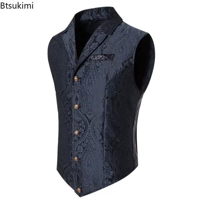 Gilet Rétro Steampunk Jacquard pour Hommes Style Décontracté et Élégant Occasions Spéciales Soirées Fêtes Performances Masculines