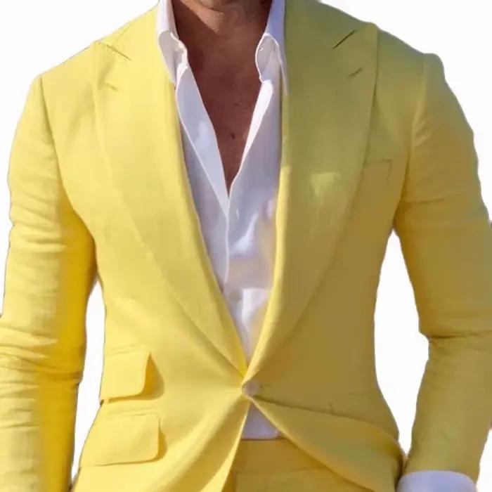 Costume Homme Jaune Slim Fit 2 Pièces pour Mariage