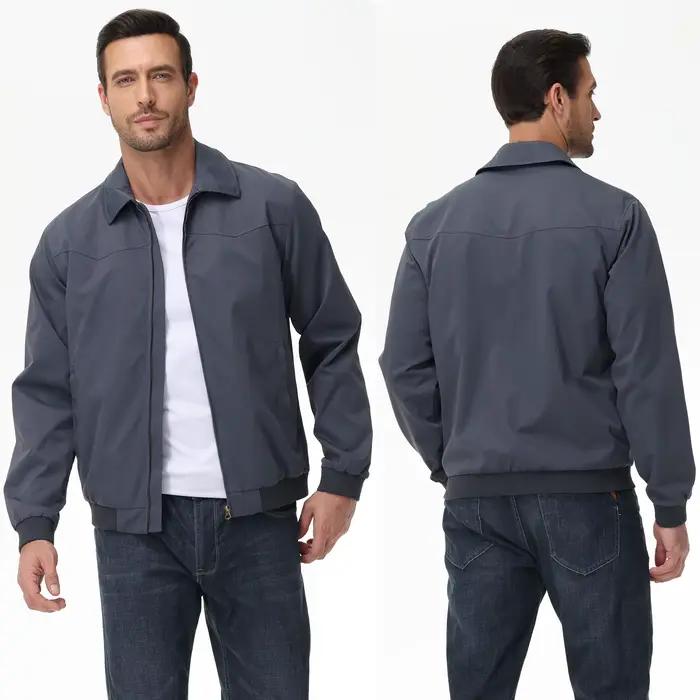 Veste décontractée et élégante pour hommes en polyester pour automne et hiver avec poche intérieure et fermeture éclair pour usage quotidien