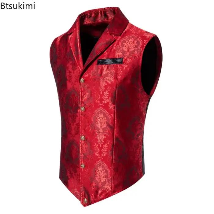 Gilet Rétro Steampunk Jacquard pour Hommes Style Décontracté et Élégant Occasions Spéciales Soirées Fêtes Performances Masculines